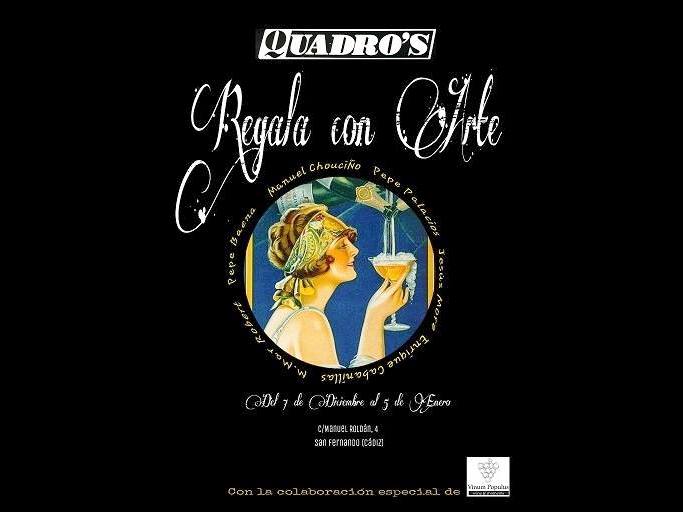 Cartel de la exposición 'Regala con Arte' en Quadro's.