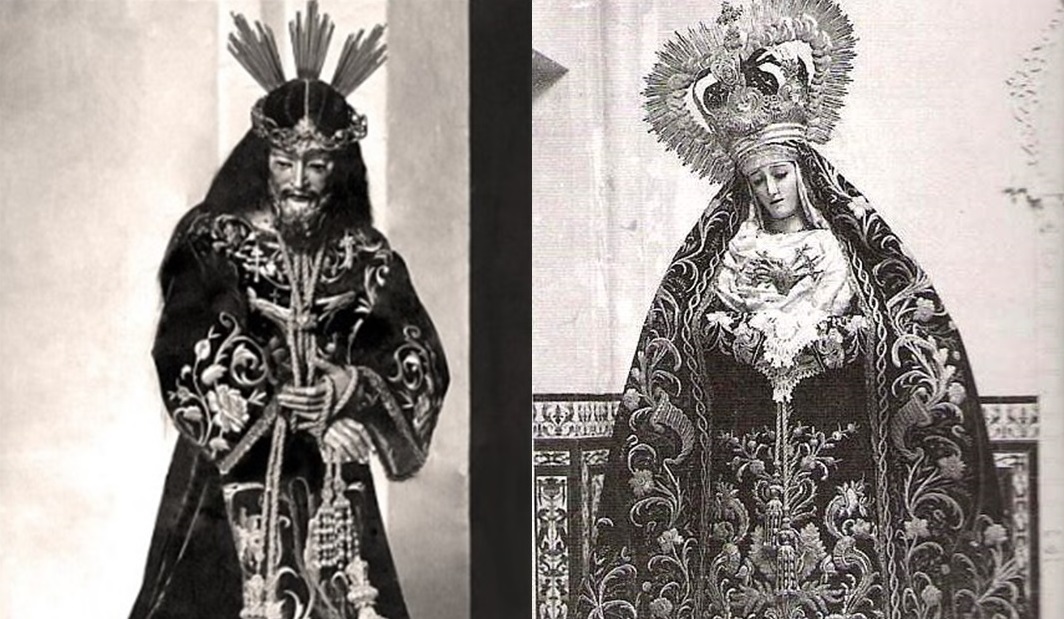 El Nazareno de San Fernando y la Virgen de los Dolores a principios del siglo XX.
